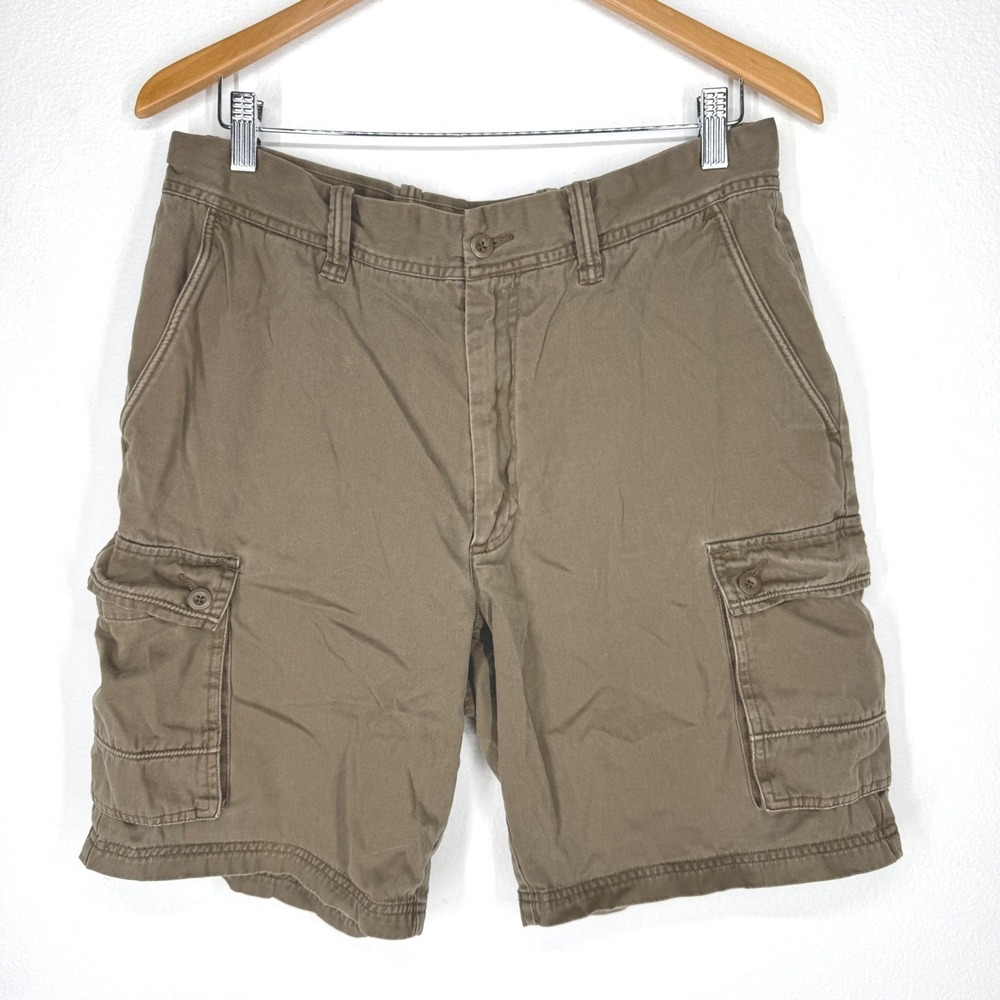 Vtg Y2K Mens Cargo Shorts Army Green Cotton Utility Grunge Military Thick Heavy